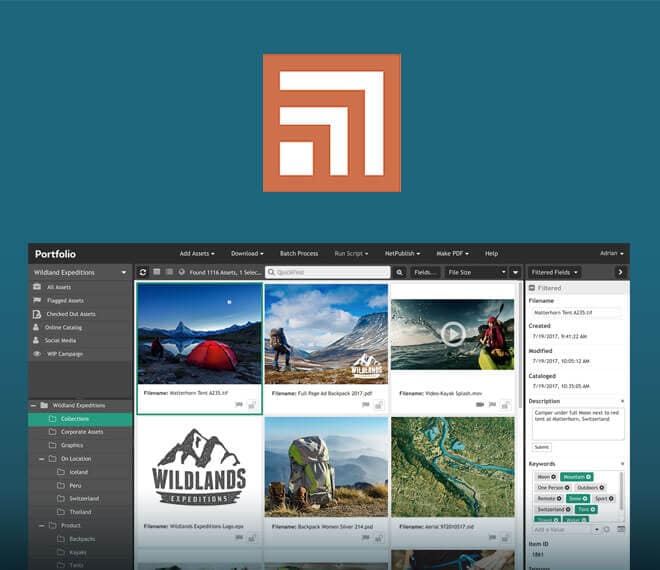 Extensis Portfolio user interface